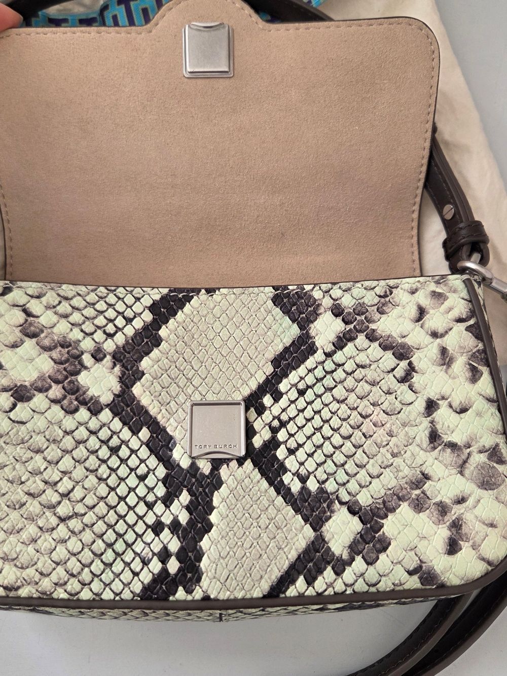 Tory Burch Snake-Print Leather Shoulder Bag Crossbody - Picture 2 of 11